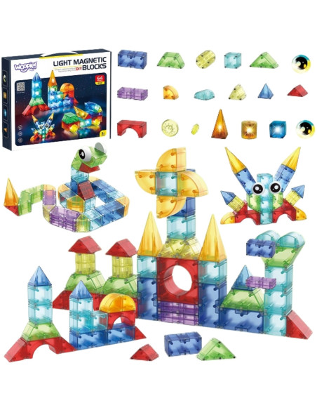 WOOPIE Magnetyczne Klocki Konstrukcyjne Montessori 3D 63 Elementy