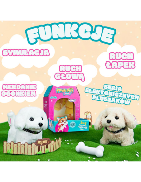 WOOPIE Piesek Ineraktywny Pluszowy z Kością Bichon Golden Retriever