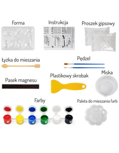 WOOPIE Zestaw Kreatywny z Farbami DIY Zrób Odlewy Gipsowe Figurki i Pomaluj - Zestaw Dinozaury