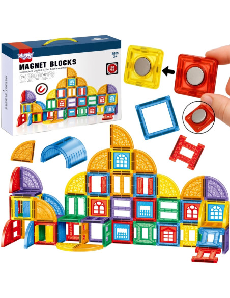 WOOPIE Klocki Magnetyczne Konstrukcyjne 3D Zestaw Edukacyjny Zamek 100el.