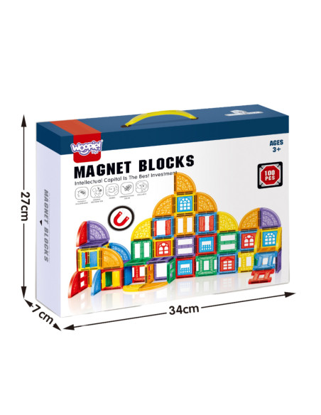 WOOPIE Klocki Magnetyczne Konstrukcyjne 3D Zestaw Edukacyjny Zamek 100el.