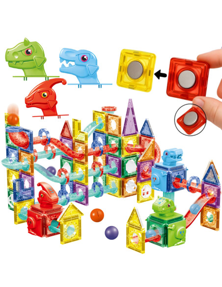 WOOPIE Klocki Magnetyczne Konstrukcyjne 3D Zestaw Edukacyjny Tor Kulkowy 170el.