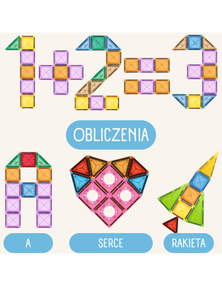 WOOPIE Klocki Magnetyczne Konstrukcyjne 3D Zestaw Edukacyjny Zamek Pojazdy110el..