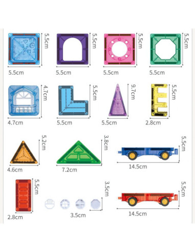 WOOPIE Klocki Magnetyczne Konstrukcyjne 3D Zestaw Edukacyjny Zamek Pojazdy110el..