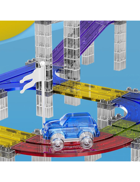 WOOPIE Klocki Magnetyczne Tor Samochodowy 76 Elementów