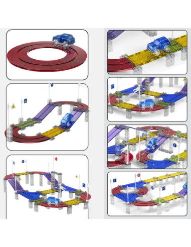 WOOPIE Klocki Magnetyczne Tor Samochodowy 137 Elementów