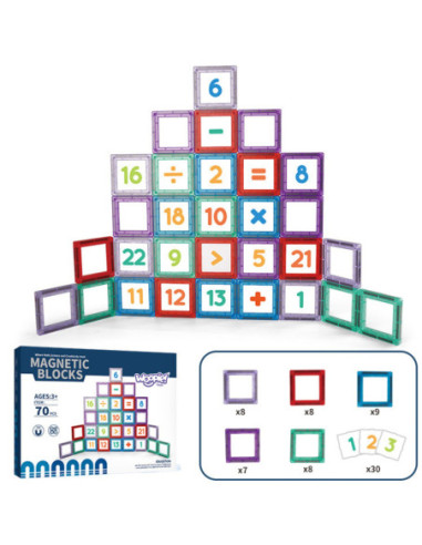 WOOPIE Przestrzenne Klocki Magnetyczne Nauka Liczb 70 Elementów