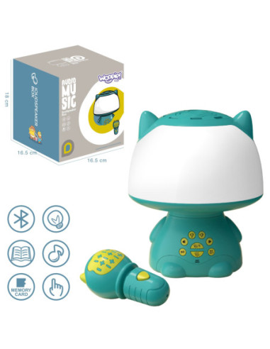 WOOPIE Multifunkcyjna Lampka RGB Głośnik Bluetooth Karaoke Modulator Głosu Karta SD AUX Turkusowa