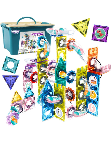 WOOPIE Klocki Magnetyczne Konstrukcyjne 3D Zestaw Edukacyjny Tor Kulkowy 126el.el.