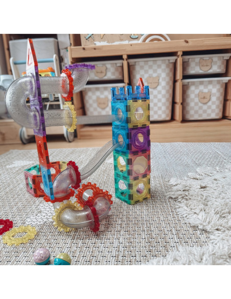 WOOPIE Klocki Magnetyczne Konstrukcyjne 3D Zestaw Edukacyjny Tor Kulkowy 126el.el.