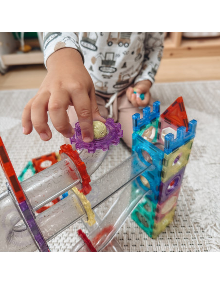 WOOPIE Klocki Magnetyczne Konstrukcyjne 3D Zestaw Edukacyjny Tor Kulkowy 126el.el.