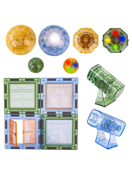 WOOPIE Klocki Magnetyczne Konstrukcyjne Świecące 3D Park Dinozaurów 124el.