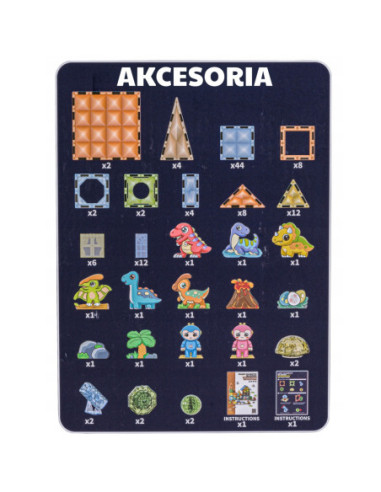 WOOPIE Klocki Magnetyczne Konstrukcyjne Świecące 3D Park Dinozaurów 124el.