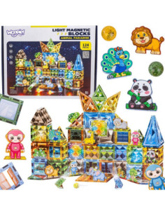 WOOPIE Magnetic Construction Blocks Glowing 3D Animal World 124pcs.