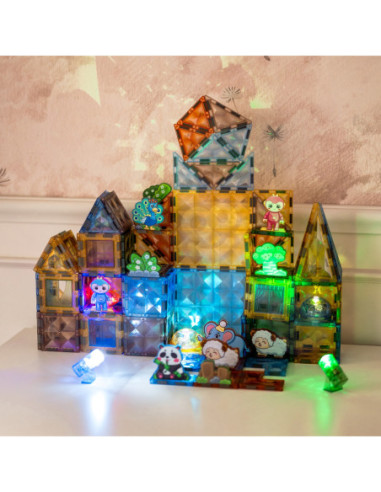 WOOPIE Klocki Magnetyczne Konstrukcyjne Świecące 3D Świat Zwierząt 124el.