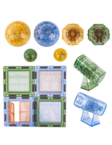 WOOPIE Klocki Magnetyczne Konstrukcyjne Świecące 3D Świat Zwierząt 124el.