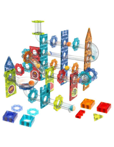 WOOPIE Klocki Magnetyczne Konstrukcyjne 3D Zestaw Edukacyjny Tor Kulkowy 113 el.