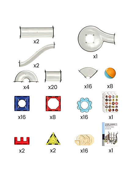 WOOPIE Klocki Magnetyczne Konstrukcyjne 3D Zestaw Edukacyjny Tor Kulkowy 113 el.