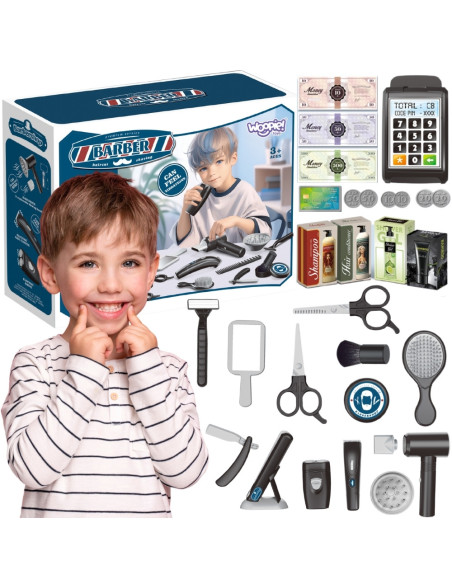 WOOPIE Barber Zestaw Fryzjerski dla Dzieci Salon Stylizacji 24el.