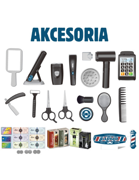 WOOPIE Barber Zestaw Fryzjerski dla Dzieci Salon Stylizacji 24el.