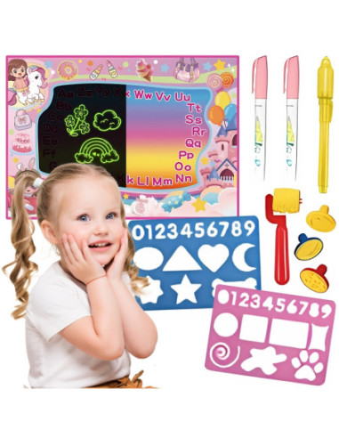 WOOPIE Mata Wodna do Malowania 2w1 XXL 100x70cm Świeci w Ciemności