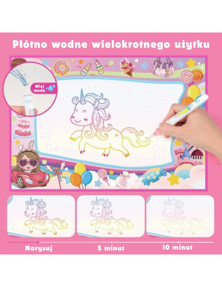 WOOPIE Mata Wodna do Malowania 2w1 XXL 100x70cm Świeci w Ciemności
