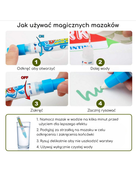 WOOPIE Mata Wodna Edukacyjna do Malowania 2w1 XXL Dwustronna Zwierzęta