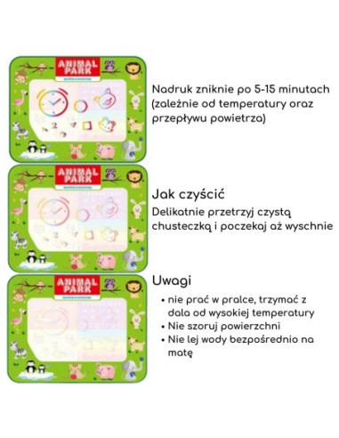 WOOPIE Mata Wodna Edukacyjna do Malowania 2w1 XXL Dwustronna Zwierzęta