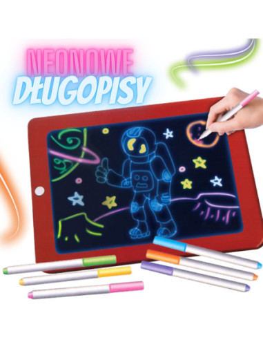 WOOPIE Magiczny Tablet Do Rysowania Neonowe Kolory