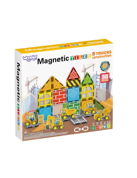 Woopie Zestaw Klocków Magnetycznych z Pojazdami Budowlanymi
