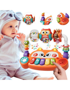 WOOPIE BABY Interaktywne Pianino Edukacyjne Sensoryczne Lisek LED Grzechotki