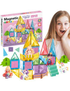 WOOPIE Klocki Magnetyczne Konstrukcyjne 3D Zestaw Edukacyjny Bajkowy Zamek 55el.