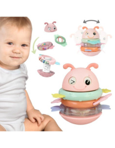 WOOPIE Baby Wańka Wstańka Zabawka Sensoryczna 2w1 Grzechotka Gryzak Różowa