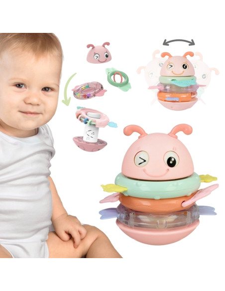 WOOPIE Wańka Wstańka Zabawka Sensoryczna 2w1 Grzechotka Gryzak Żółta