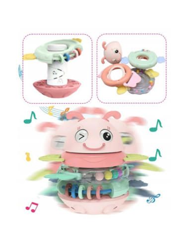 WOOPIE Wańka Wstańka Zabawka Sensoryczna 2w1 Grzechotka Gryzak Żółta