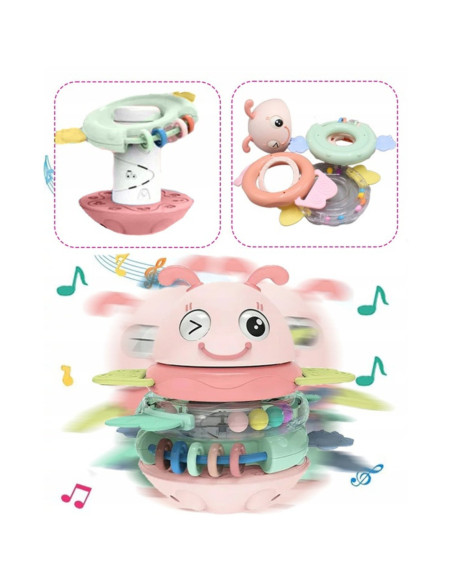 WOOPIE Wańka Wstańka Zabawka Sensoryczna 2w1 Grzechotka Gryzak Żółta