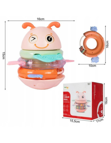 WOOPIE Wańka Wstańka Zabawka Sensoryczna 2w1 Grzechotka Gryzak Żółta