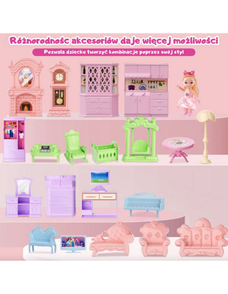 WOOPIE Domek Dla Lalek Willa Ogrodowa 156el.