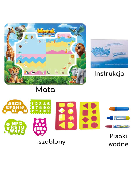 WOOPIE Mata do Malowania Wodą Safari Literki Cyferki