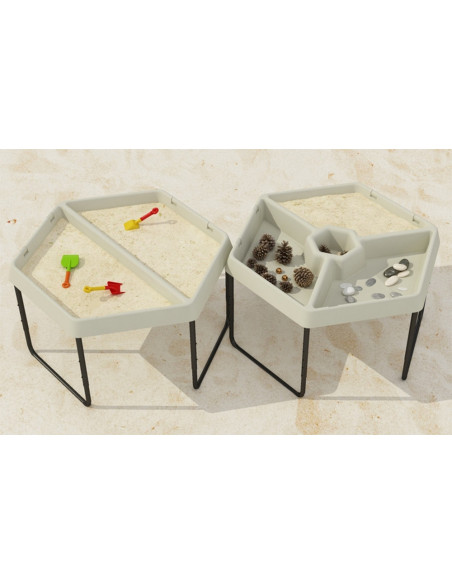 MASTERKIDZ Sześciokątny Stolik z Dwiema Przegrodami Do Zabawy Piaskiem i Wodą