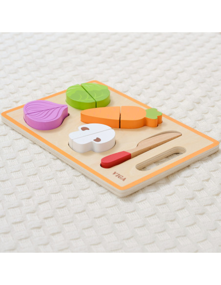 VIGA Drewniana Układanka Edukacyjna Montessori Warzywa do Krojenia