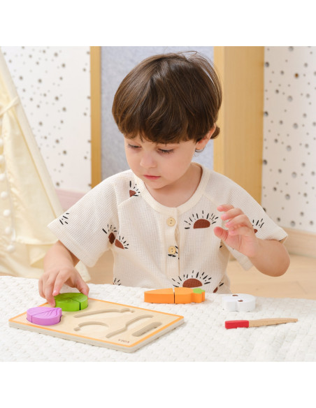 VIGA Drewniana Układanka Edukacyjna Montessori Warzywa do Krojenia