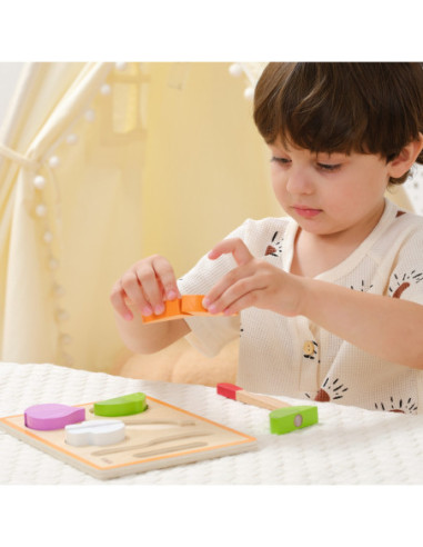 VIGA Drewniana Układanka Edukacyjna Montessori Warzywa do Krojenia