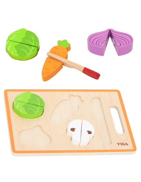 VIGA Drewniana Układanka Edukacyjna Montessori Warzywa do Krojenia