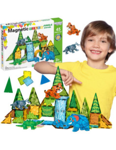WOOPIE Magnetic Construction Blocks 3D Educational Set Jungle Animals 45pcs.