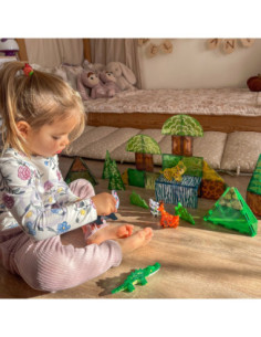 WOOPIE Klocki Magnetyczne Konstrukcyjne 3D Zestaw Edukacyjny Rzadkie Zwierzęta 45el. 2