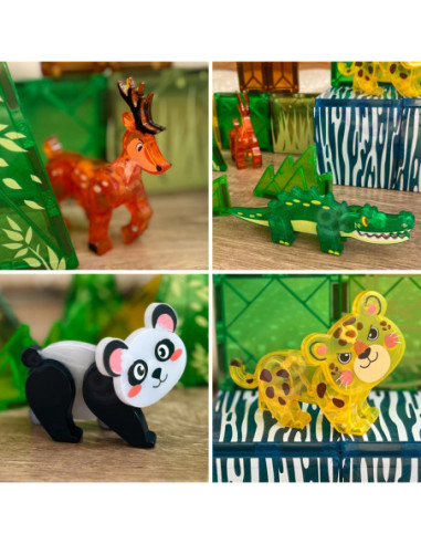 WOOPIE Klocki Magnetyczne Konstrukcyjne 3D Zestaw Edukacyjny Rzadkie Zwierzęta 45el.