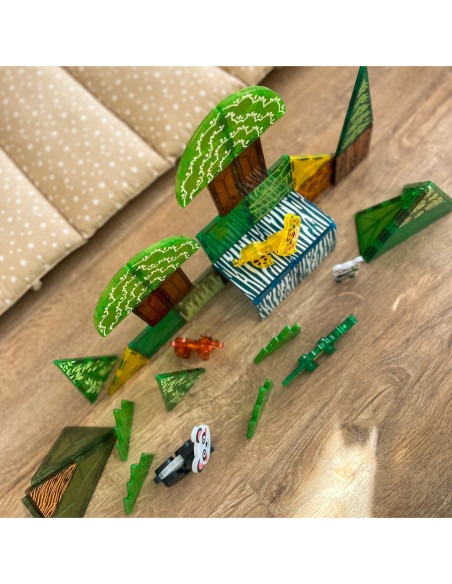 WOOPIE Klocki Magnetyczne Konstrukcyjne 3D Zestaw Edukacyjny Rzadkie Zwierzęta 45el.