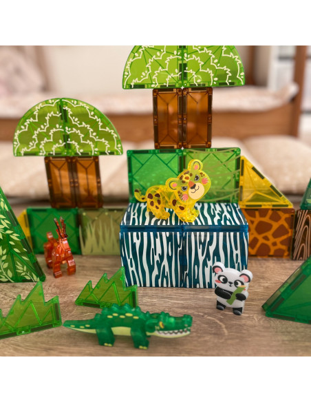 WOOPIE Klocki Magnetyczne Konstrukcyjne 3D Zestaw Edukacyjny Rzadkie Zwierzęta 45el.