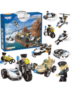 WOOPIE Klocki Konstrukcyjne Zbuduj Pojazdy Policyjne 8 Modeli STEAM – Zostań bohaterem miasta!